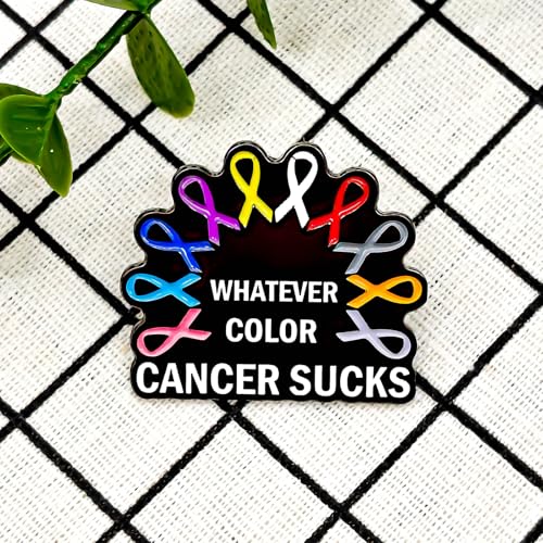 Image of Whatever Color Cancer Sucks Fight Enamel Pin - Theme Series | Premium Enamel Pin - Statement Lapel Pin - Plated Badge for Clothing, Bags, Hats, Jackets, and Lanyards