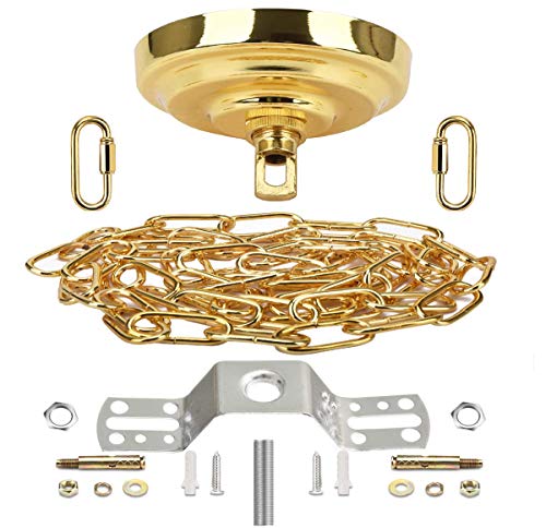 Image of Sangle Soppfy Vingage Canopy Kit and Pendant Light Fixture Chain for Chandelier or Swag Light Fixtures,Maximum Weight of 60 Pounds, 6 feet,Heavy Duty,5 Inches Diameter (Pure Gold)