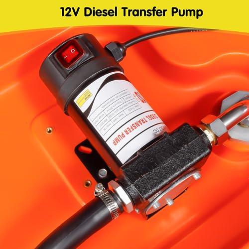 Portable Diesel Tank, 48 Gallon 180L Capacity 10GPM High Flow Rate Motor, Diesel Fuel Tank with 12V Electric Transfer Pump and Rubber Hose Diesel Transfer Tank for Easy Fuel Transportation, Orange