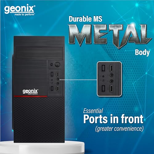 GEONIX Metal Gx-1715 Cabinet/Computer Case with Audio Port, 2 USB 2.0 Port, Micro/Mini ATX Compatible, Ideal for Home, Office, Gaming (Black) - Image 4