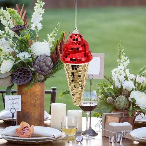 Adornos de bola espejada con forma de helado para fiestas, decoración colgante para salas, discotecas y eventos miniatura 4