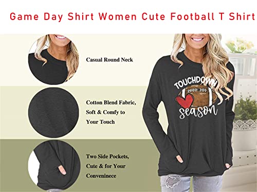Game Day Shirt Women Cute Football T Shirt Rugby Ball Graphic Tee Tops Long Sleeve Sweatshirt3