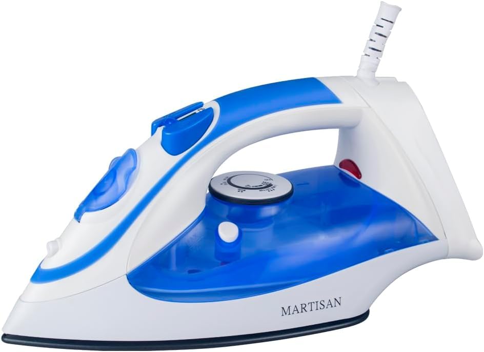 Plancha de vapor Martisan para ropa, multitemperatura, eliminación eficaz de arrugas, uso rápido, calentamiento rápido, potente difusión de vapor, peso ligero, autolimpieza, color azul
