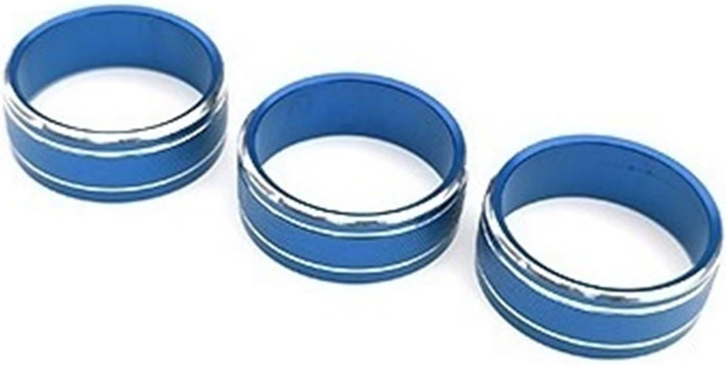 Compatible With Honda CR-V 6th Gen 2023 2024 Air Condition Knob Audio Volume Control Button Circle Decoration Trim Ring Cover(Blue Ring 3Pcs)