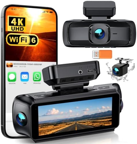 iZEEKER 4 Kanal Dashcam 4K mit WiFi 6, 360° Auto Kamera, 4K + 3×1080P | Dashcam Vorne/Hinten/Innen/Links/Rechts, IR Nachtsicht, App Steuerung, 24H Parküberwachung, G-Sensor, WDR, E