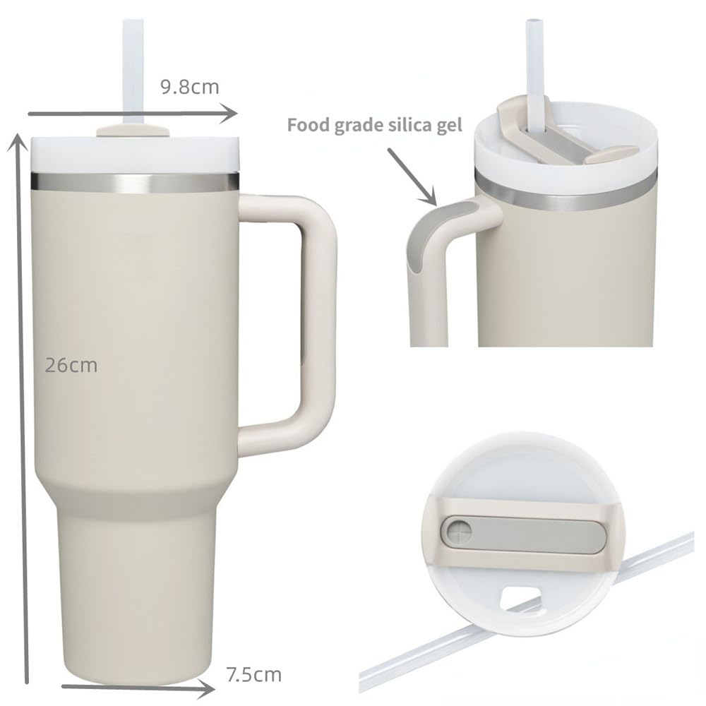 Isolierbecher Edelstahl 590 Ml, Mit Deckel & 2 Strohhalmen, Schwarz Dackel-Muster, Für Auto & Unterwegs