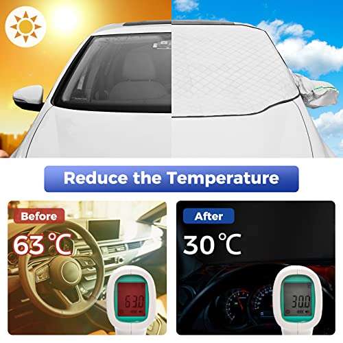 Car Windscreen Covers Frost for Winter, Magnetic Windscreen Frost Protector Thicken, Ice Protection Foils Snow Windshield Sun Shade Front Window Screen Cover, Anti-dust and Anti-uv (156x128cm) - Image 8