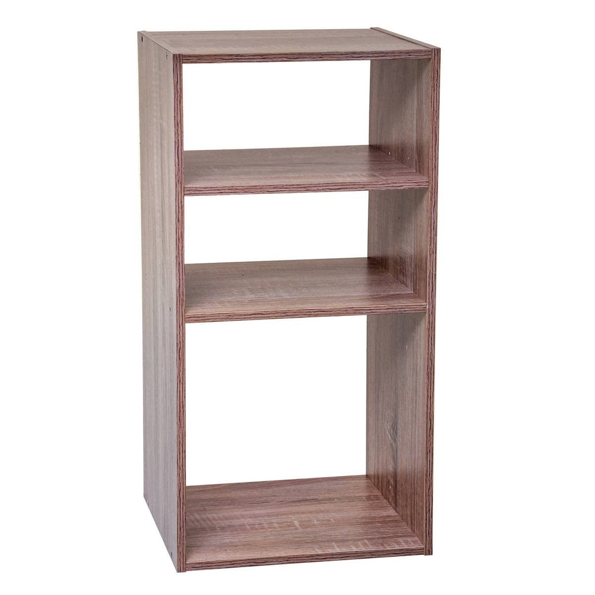 Meuble étagère de rangement bois naturel 3 cases Mix n' modul Five pour organiser votre intérieur