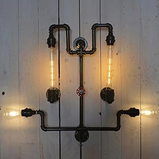 Lámpara de Pared LED Moderna , Aplique de pared industrial - V-Intege 26.8 '' Luz de pared ancha 3 luces Lámpara de pared antigua con unión de tuberías y válvula roja ( Color : 4 Lights )