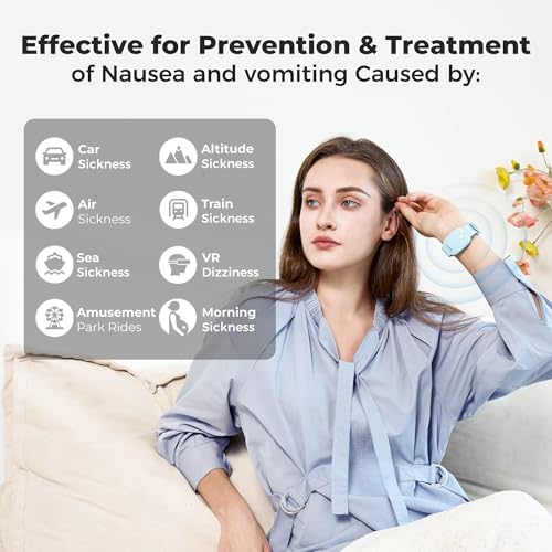 Image of EmeTerm Fashion Relieve Nausea Electrode Stimulator Morning Sickness Motion Travel Sickness Vomit Relief Rechargeable No Gel Drug Free Wrist Bands Without Side Effects
