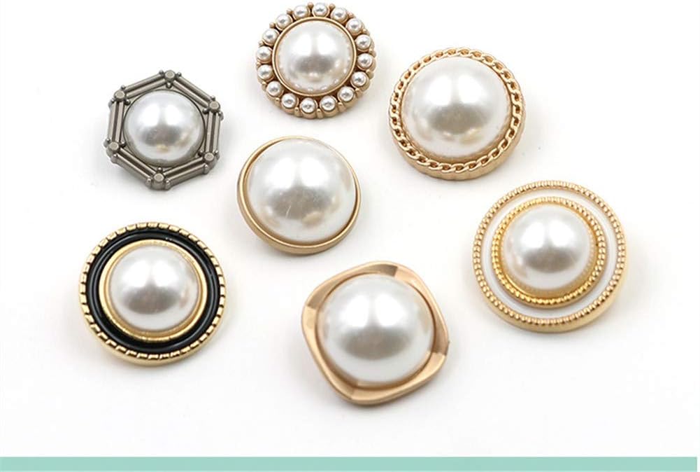 10pcs Round Pearl Buttons with Shank for Sewing Gold Button Crafts for Clothes Shirts Suits Coats Sweaters Wedding Dress Clothing Decorations (Pearl, 32L/20mm)