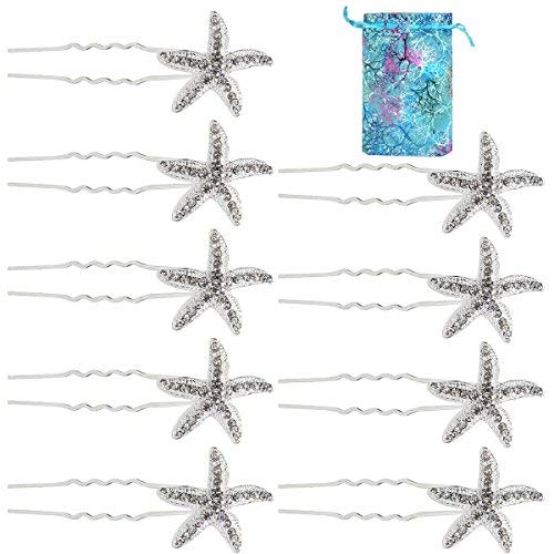 AOPRIE 18pcs Hair Pins for Women Girl Bride Crystal Rhinestone Starfish Blue Jewelry Bag Starfish Rhinestone Starfish Wedding,Party DIY