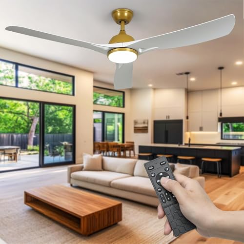 DWVO Ceiling Fan with Lights, 56 Inch Smart Ceiling Fan with Light and Remote, 6-Speed Quiet DC Motor, App Control & Dimmable 3-Color Lighting for Living Room, Bedroom, Dining Room - White