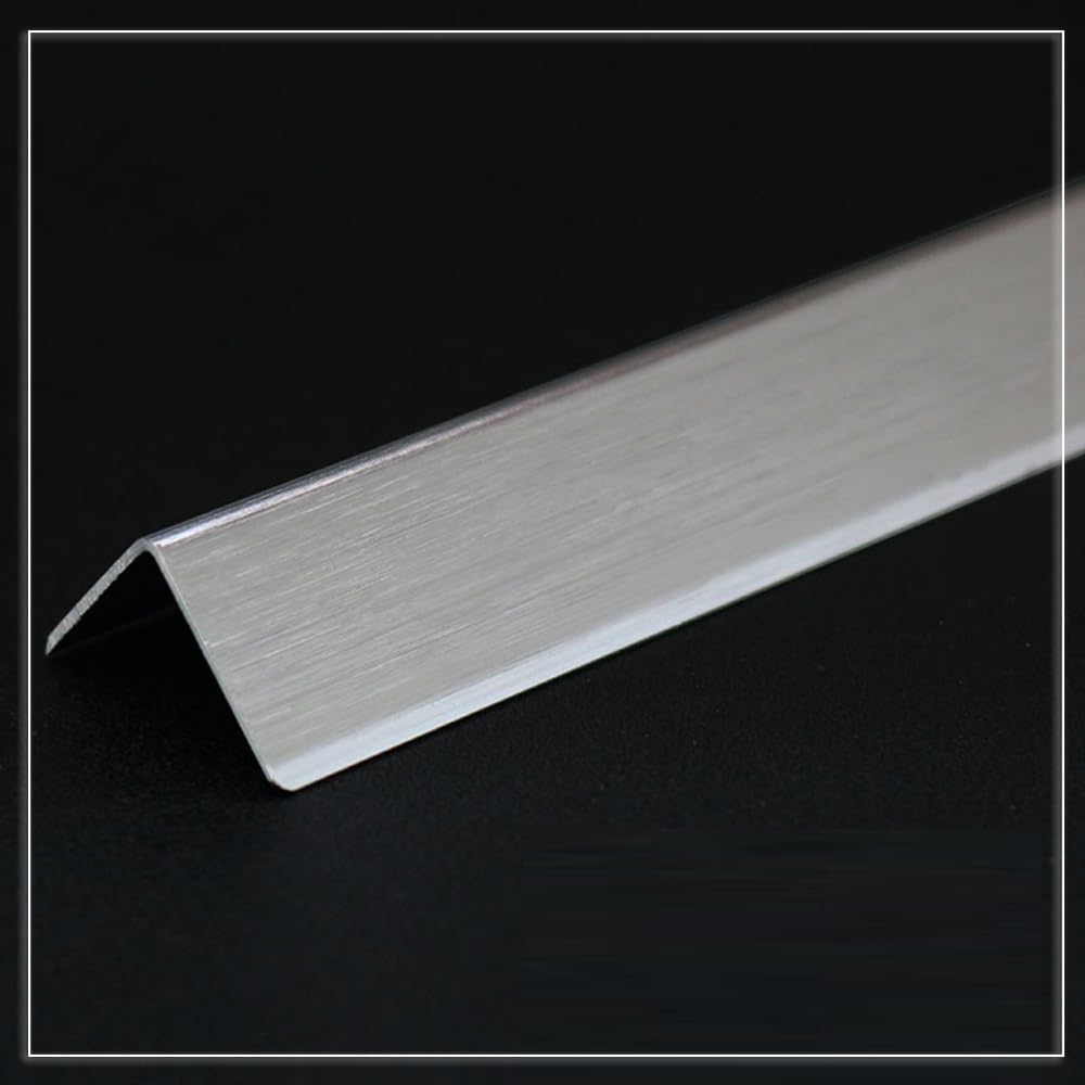Protector de esquina pared aluminio Protectores moldura en L Tira protectora borde metal autoadhesiva 39 "para zócalo ventana puerta(Brushed Silver,W 4 CM (1 3/5inch))
