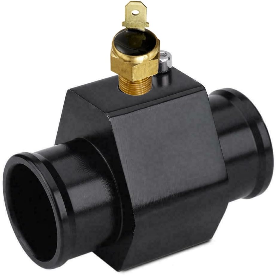 Automotive Engine Radiator in-Line Hose Fitting Adapter Water Temperature Thermostat Sensor Electric Fan Switch Kit (38mm, 180'F On - 165'F Off)