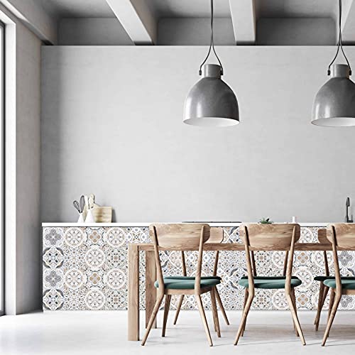 12 Pcs Moroccan Style Tile Sticker, 6X6 Inch(15X15Cm) Diy Murals, Tile Waterproof Oil Proof Removable Wall Sticker Decals For Bathroom & Kitchen Backsplash #TOP4