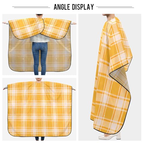 Capa de Barbería Impermeable Amarilla Naranja a Cuadros miniatura 5