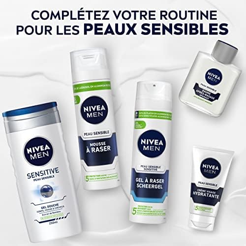 NIVEA MEN Peau Sensible Gel à Raser (1 x 200 ml), crème de rasage enrichie en camomille et en hamamélis, soin rasage 0% alcool pour homme à la peau sensible