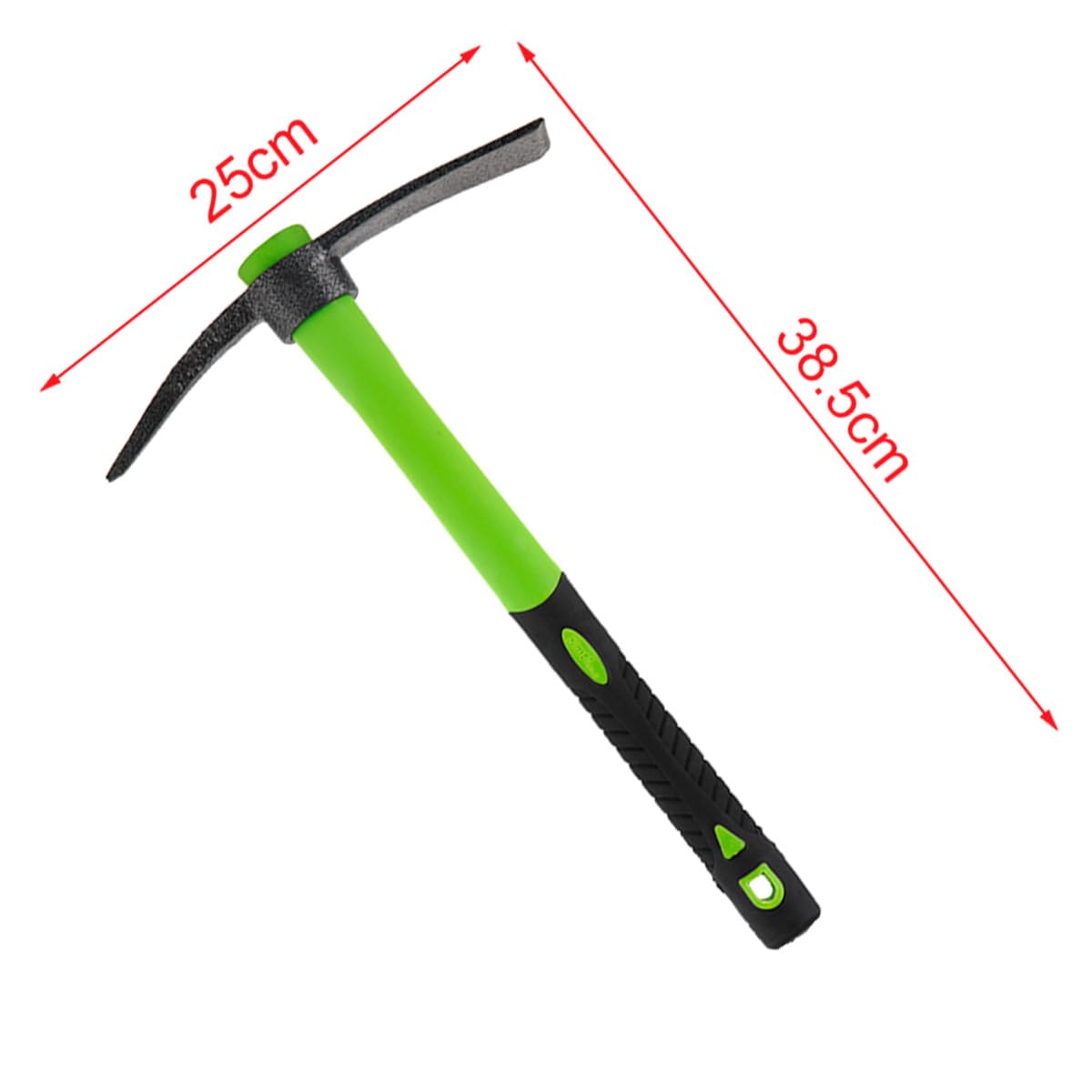 Piccone da Giardino a 2 Punte con Manico Antiscivolo in Gomma, Attrezzi da Giardinaggio Manuale Multiuso, Scavo, Diserbo, Semina, Tornitura, Strumenti per L'estrazione del Suolo, 38.5cm x 25 cm