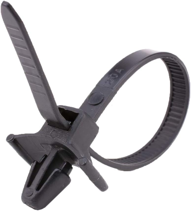 KafTon Push Mount Winged Cable Ties 4.8mm x 200mm Black (Pack of 100)