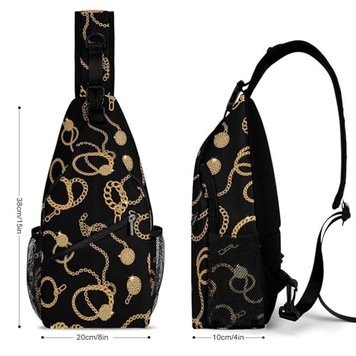 Mochila pequeña ligera con cadena dorada y correa ajustable miniatura 2