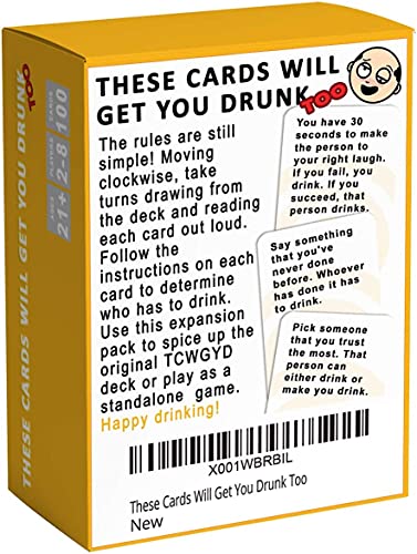 Image of Awestuffs These Cards Will Get You Drunk Too, Adult Drinking Card Game, 100 Cards, for 2-8 Players