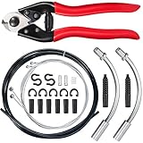 Bike Brake Cable Housing Kit Includes Bicycle Brake Line Set, Shearing Forceps, 2 Pieces V Bike Brake Noodle Cable Guide Pipe and 2 Pieces...