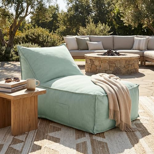 Christopher Knight Home Venny 48' L Outdoor Bean Bag Chair, Fabric Bean Bag Chair for Adults and Kids, Indoor/Outdoor Sun Lounger, Patio Lounge Chair, Comfy Outdoor Reading Chair, Mint