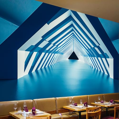 Papier peint panoramique grand format à effet 3D tunnel bleu azur pour décoration de salon - 2