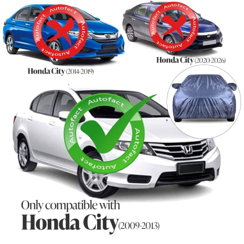 Image of Autofact Car Cover for City 2009-2013 | Water-Resistant Car Body Cover | All Weather Light-Weight Triple-Stitched Outdoor Shield with UV Protection, Dustproof & Heat-Resistant