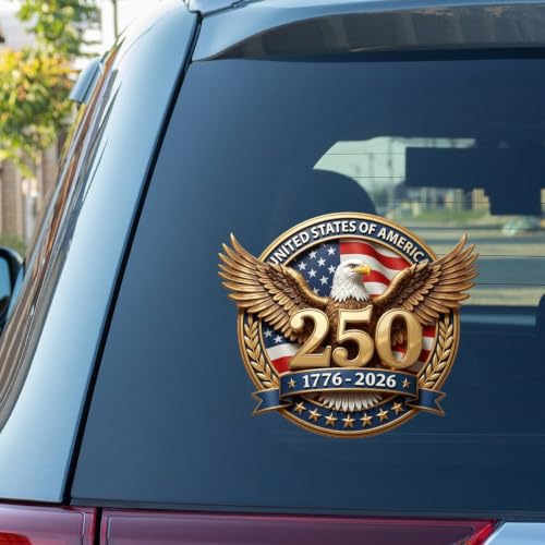 Image of 2pcs 250 Anniversary USA Decal Stickers 250th America Stickers Patriotic | 4th of July Sticker for Car, Truck, Window, Laptop, 1776-2026 250th Anniversary of The Independence of USA 10 inch