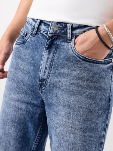 Image of The Souled Store Straight-Fit Denim: Men and Boys Cotton Blend Straight Fit Cargo Pockets Lightweight Everyday All-Season Denim Jeans