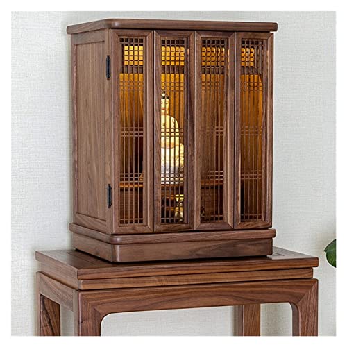 Handgefertigter Tempel aus nordamerikanischem schwarzem Nussbaumholz, wandmontierter buddhistischer Nischen-Hängeschrank, Gott des Reichtums, Guanyin-Tischschrein, Versorgungsplattform, buddhist