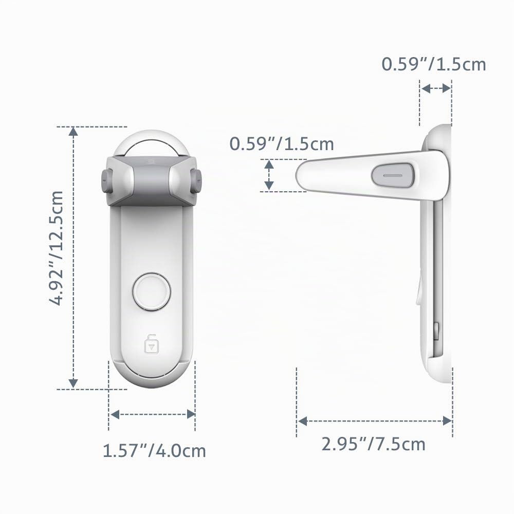 EUDEMON Verrou de levier de porte à l'épreuve des enfants, serrure de poignée de porte de sécurité pour bébé, facile à installer et à utiliser Adhésif sans outils ni perceuse (Blanc, 2 Pièces)