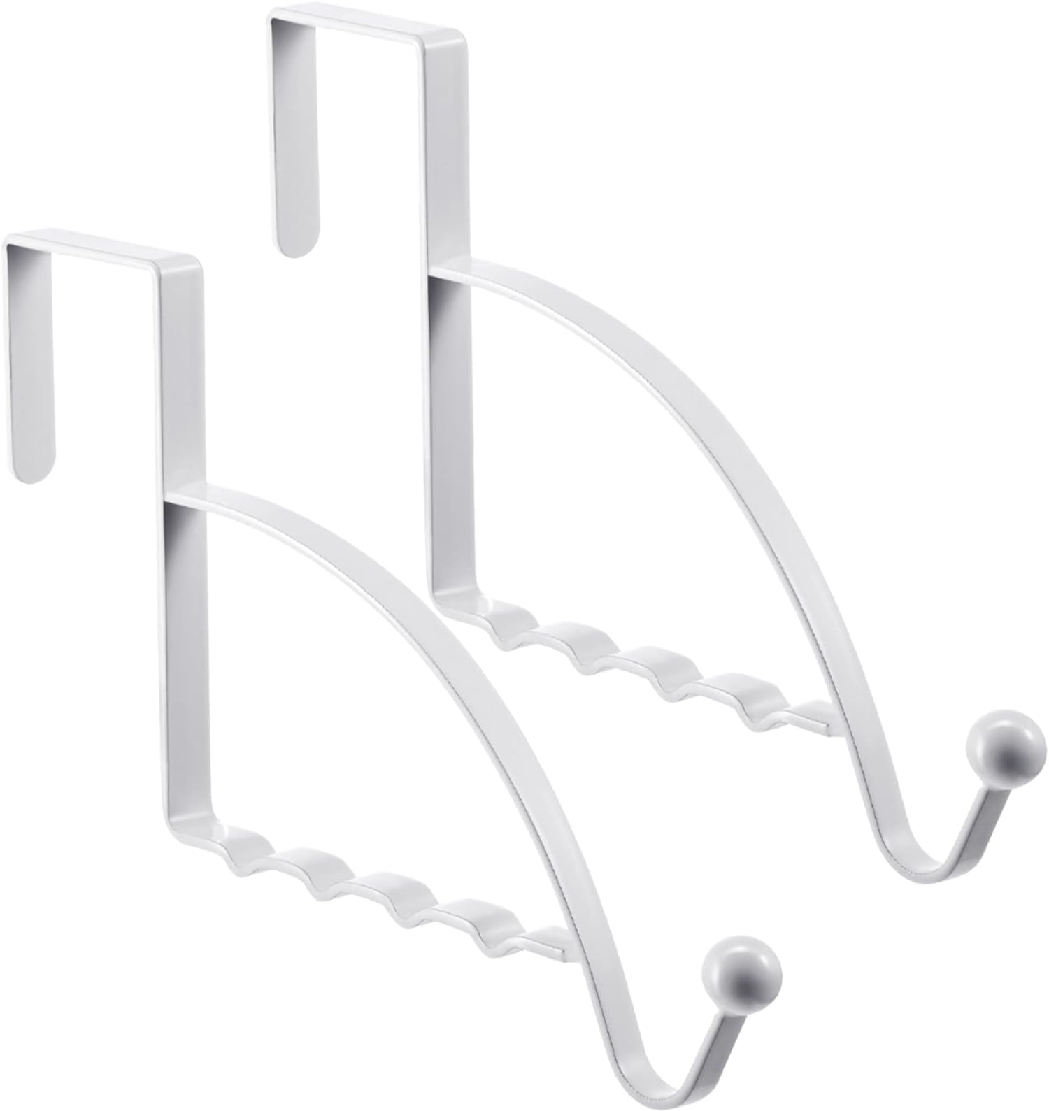 Hotop 2 Pcs Over The Door Hooks Over Door Hanger Sturdy Valet Hooks Mounted Hanging Storage Organizer Rack for Clothes Coats Towels Hats Scarves Purses(White)