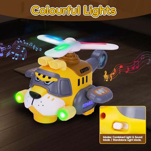 Habuddy Elektro-Hubschrauber Spielzeug mit LED Licht & Sound, Stopp & Go, 360° Rotor - Leuchtendes Spielzeug für Kinder ab 3 (Tiger Design)