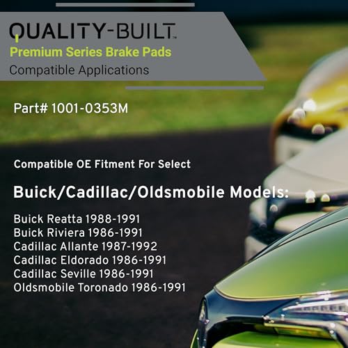 Image of QUALITY-BUILT Front Semi-Metallic Brake Pads, Premium 1001-0353M, Compatible with 1986-1992 Buick /Cadillac /Oldsmobile (Allante,Eldorado,Reatta,Riviera,Seville,Toronado)