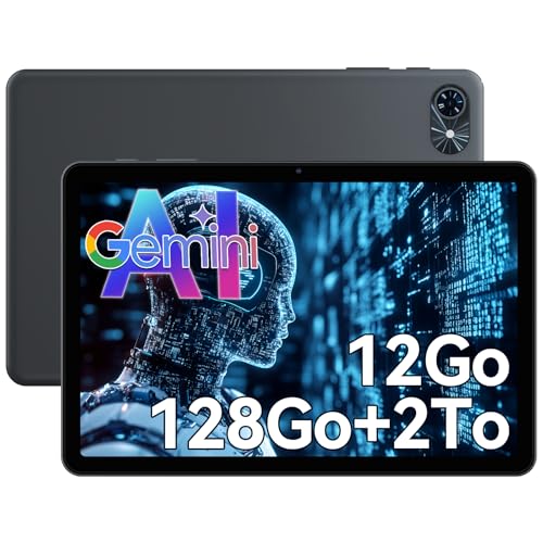 TABWEE Tablette 10 Pouces Android 15, 12 Go RAM+128 Go ROM(TF/2To), 6000 mAh, 1280 * 800 Tablette Tactile, 5G WiFi, Widevine L1, Gemini AI 3.0, Bluetooth 5.0, GPS...