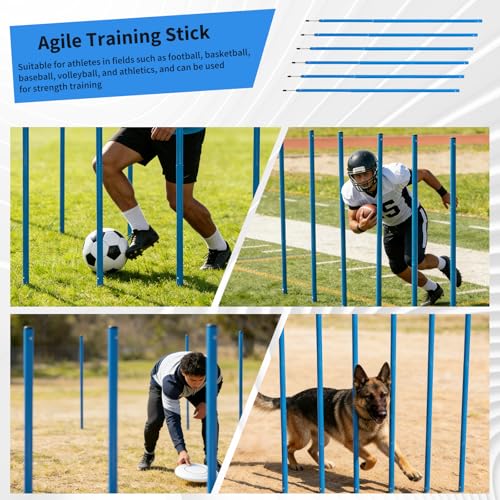 Lnopever Slalomstangen Fussball Trainingsset Set Slalom Poles 6 Slalom Stangen mit Koordinationsleiter 6m