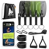 Wild Instincts® Premium Widerstandsbänder Set für Dein Workout Zuhause +Trainings WebApp/Fitnessbänder Set mit Griffen für Kraftsport & Muskelaufbau/Resistance Bands Set / +Tasche