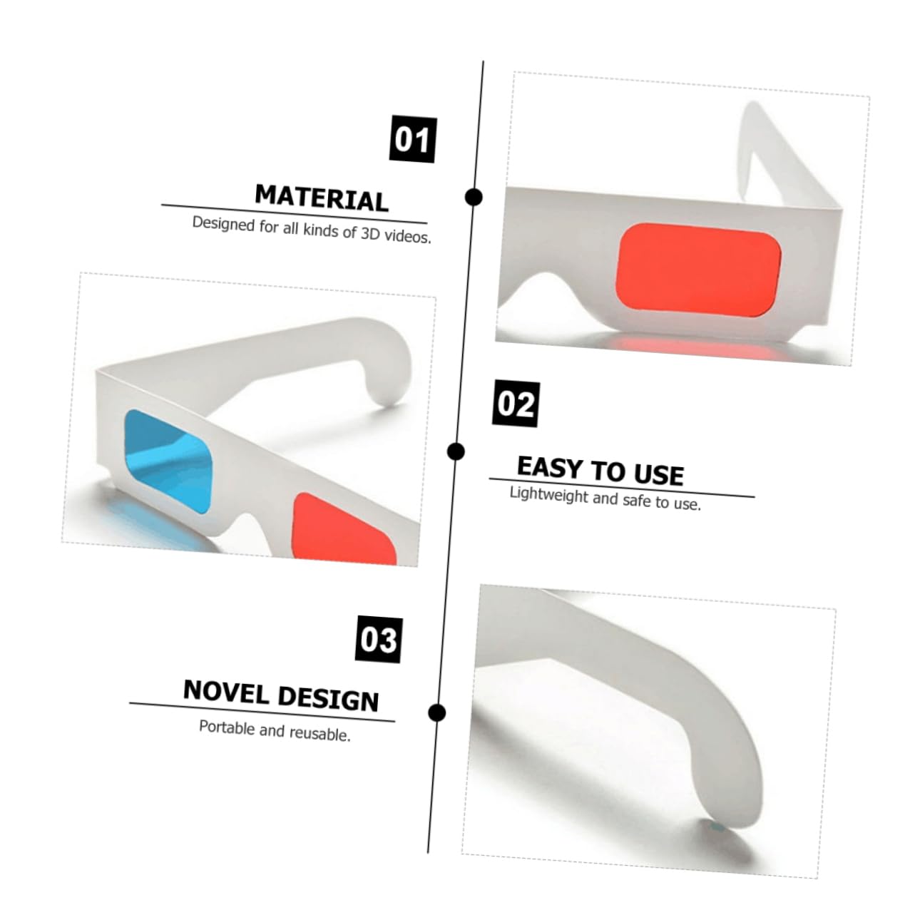 KONTONTY 50Pcs Glasses Cardboard Viewing Glasses for Movies Games and Image Appreciation for Adults Lightweight and Durable