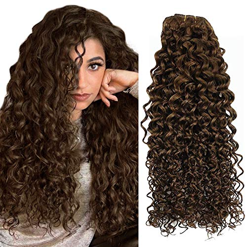 Sunny Curly Clip in Hair Extensions #4 Dark Brown Clip in Hair Extensions Human Hair Double Weft Clip on Extensions Wavy Hair 14 Inch 7pcs 100g