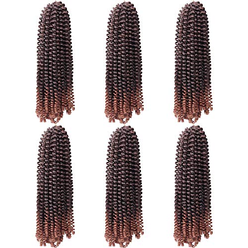 12 Inch Spring Twist Crochet Braids Hair 6 Packs Ombre Colors Crochet Braiding Synthetic Hair Extensions Low Temperature Fiber 15 Strands 85g/Pack (12 INCH, T1B/30)