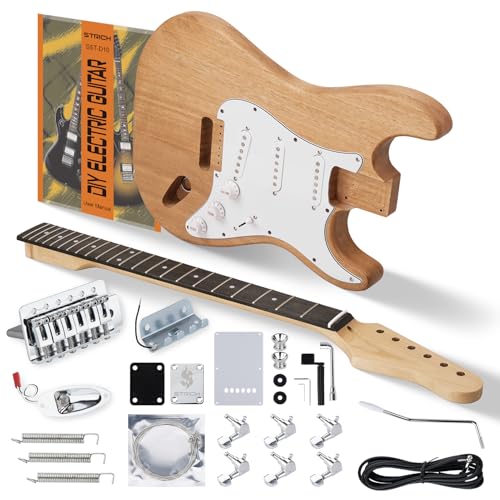 STRICH DIY Electric Guitar Kit, ST Style Mahogany Body & Map
