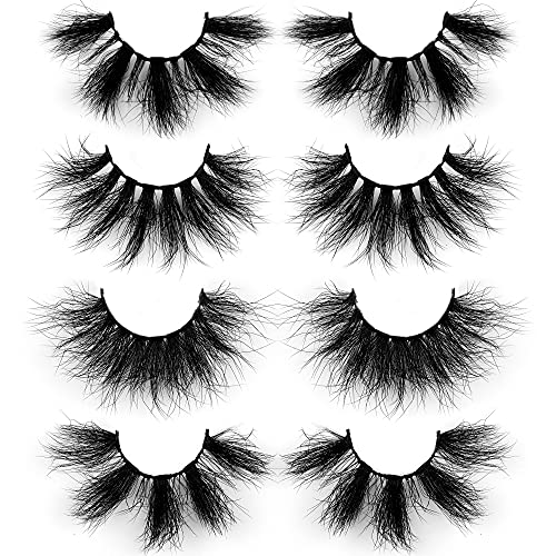 ALICROWN 25MM Mink lashes 4 Styles Mixed Dramatic Fluffy Wispy Volume False Eyelashes Long Luxury Natural lashes Pack