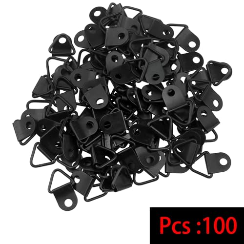 Image of 100 PCS Picture Frame Triangle Hook 23x10mm Black Single Hole Lifting Ring for Hanging Clock Painting Artwork Photo Frame