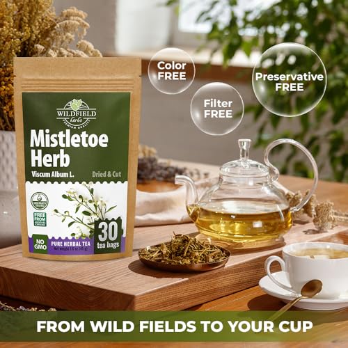 Image of 30 Bags Dried Mistletoe Herb Tea (Viscum) - 30 Count 1.5g Tea Bags Mistletoe Herb Muerdago