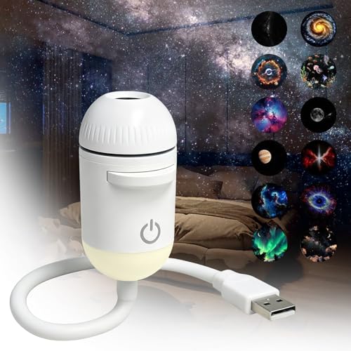 12 in 1 Galaxy Projector Night Light Sternenhimmel Projektor Kinder Erwachsene LED Projektor Sternenhimmel with 12 Planet Discs Nachtlicht Sternenhimmel Galaxy Projektor für Schlafzimmer Deko
