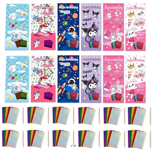 Image of SNAPTRON DIY Return Gifts for Kids Birthday - 12Pcs Magic Scratch Book with 60Pcs Art Foil Paper for Kids, Return Gifts for Children, Unique DIY Scratch Book for 3 4 5 6 7 Age Kid, Best Return Gifts