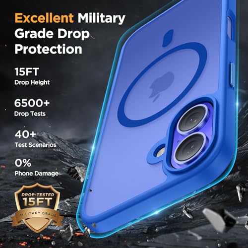 Image of Miracase Magnetic Series for iPhone 16 Case [Compatible with MagSafe] Military-Grade Protection, Anti-Fingerprint, Slim Phone Case for iPhone 16 6.1 inch - Sea Blue